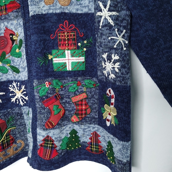 TIARA INTERNATIONAL Christmas Collection Women's Zip Front Cardigan MEDIUM - Picture 11 of 16